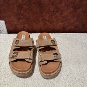 Steve Madden Tan Suede Slide Sandals